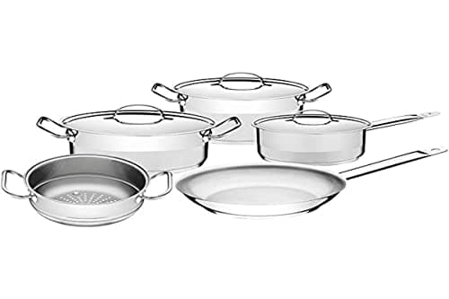Jogo de Panelas Tramontina Professional em Aço Inox Fundo Triplo com Tampa Plana Detalhe Satinado 5 Peças