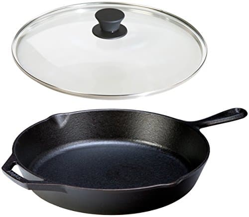 Frigideira de ferro fundido temperado Lodge com tampa de vidro temperado, 12" Skillet