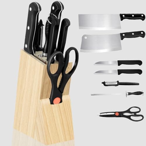 Jogo de Facas 8 Peças Com Suporte - Conjunto de Facas de Cozinha Profissional - Kit Com Cepo
