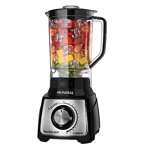 MONDIAL Liquidificador Turbo, Preto/Inox, 1200W, 220V - L-1200 BI