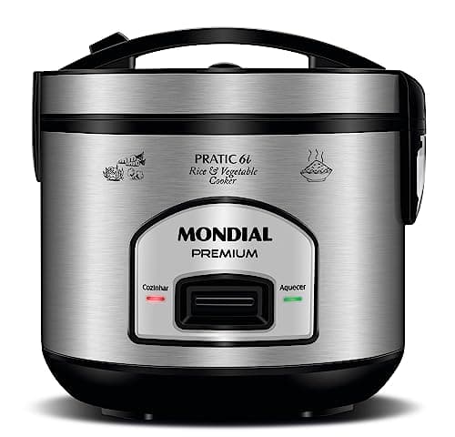 MONDIAL Panela Elétrica de Arroz, Preto/Inox, 500W, 110V - PE-43-6X