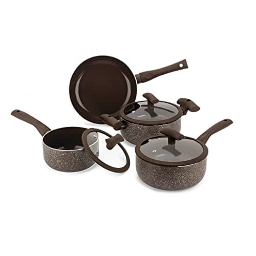 JOGO DE PANELAS HERCULES REVESTIMENTO CERAMICO 4 PEÇAS ANTIADERENTE MARROM