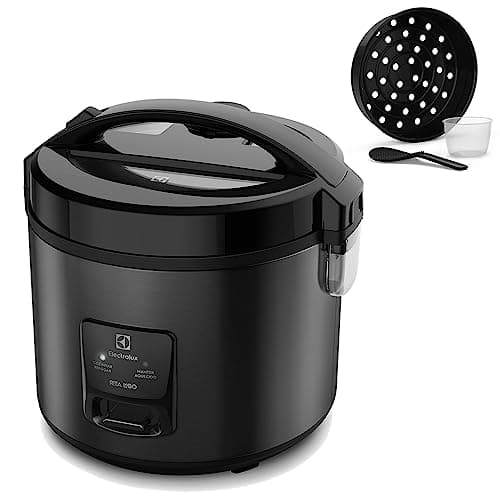 Electrolux Panela Elétrica vapor arroz capacidade 3,5L 10 xícaras 2 em 1 timer panela removivel antiaderente tampa com visor transparente ERC30 inox preto 220v por Rita Lobo